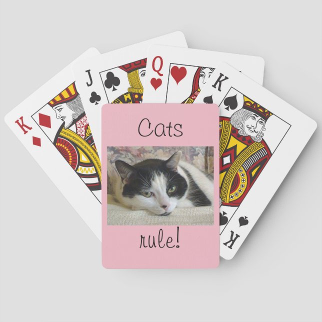 Jeu De Cartes Citation de chat noir blanc mignon Règle de chat (dos)
