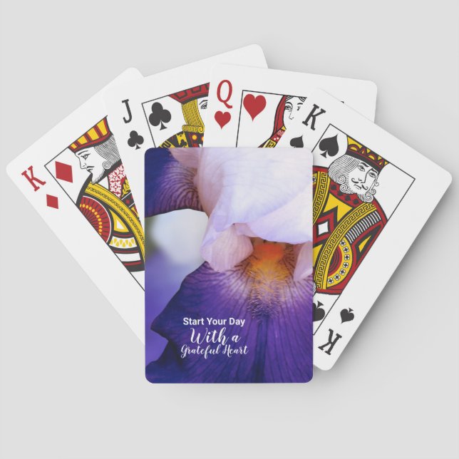 Jeu De Cartes Citation de coeur Grateful Iris violet (dos)