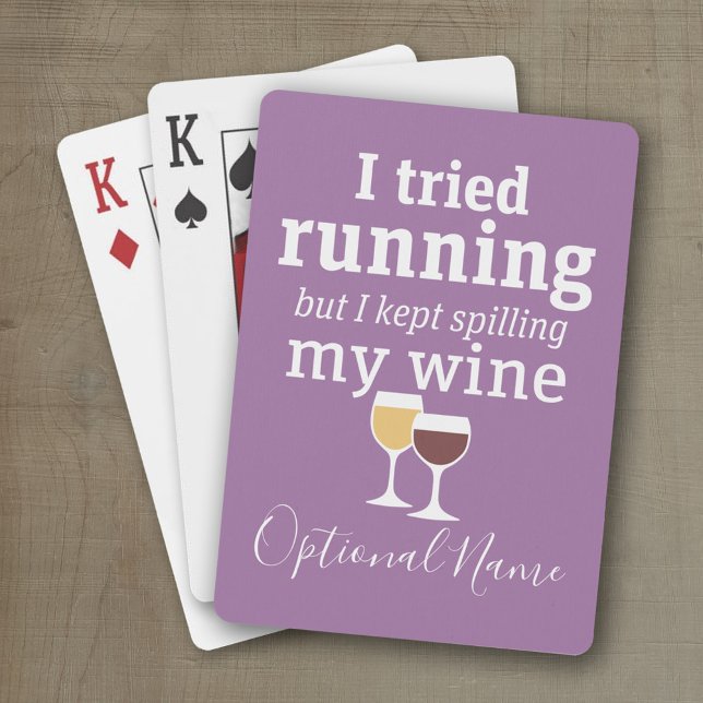 Jeu De Cartes Citation de vin amusant - j'ai essayé de courir -  (Personalized playing cards with a funny wine saying - great for a party)