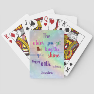 Jeu De Cartes Citation inspirante Joyeux 80e anniversaire Nom