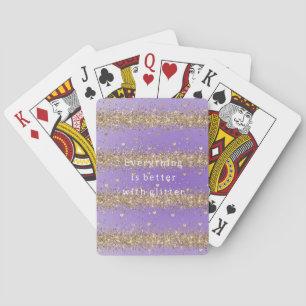 Jeu De Cartes citations Cœurs Dorés Étincellent Paillettes Viole