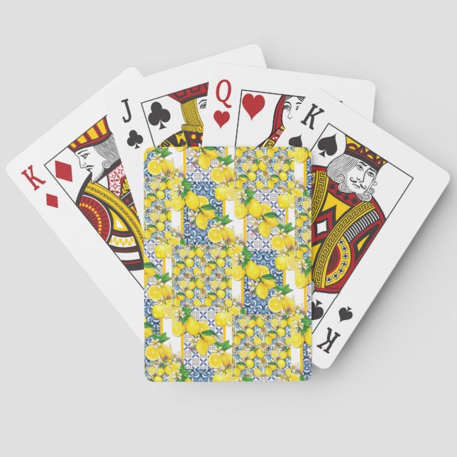 Jeu De Cartes Citron portugais Azulejo Méditerranée Santorin (dos)