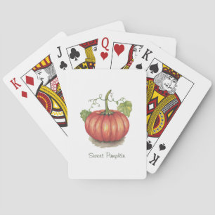 Jeu De Cartes Citrouille Cuisiné Avec Vins En Aquarelle