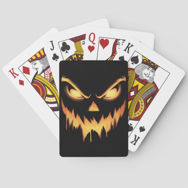 Jeu De Cartes Citrouille effrayant Jack-o'-lantern Face Hallowee (dos)