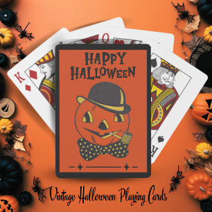 Jeu De Cartes Citrouille rétro vintage avec tuyau Halloween pers