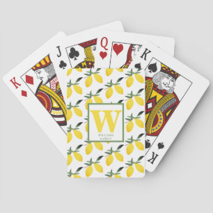 Jeu De Cartes Citrus citron jaune Monogramme Nom Jouer Cartes