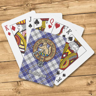 Jeu De Cartes Clan MacPherson Crest sur la robe bleue Tartan