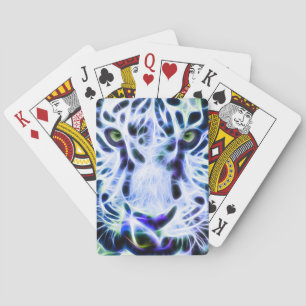 Jeu De Cartes Closeup de tigre fractal - Bleu