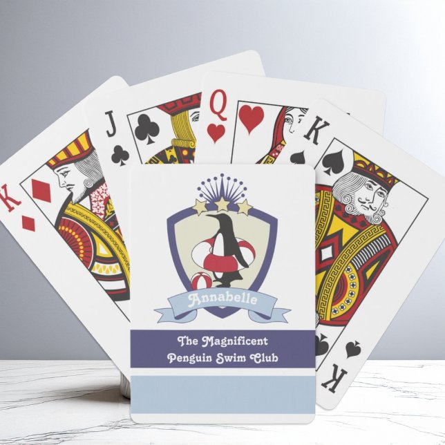 Jeu De Cartes Club de natation Crest Cute Cartoon Penguin Enfant (Créateur téléchargé)