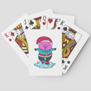 Jeu De Cartes Cochon à Patinage sur glace avec patins sur glace 