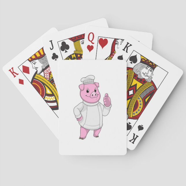 Jeu De Cartes Cochon comme cuisinier avec casquette chef (dos)