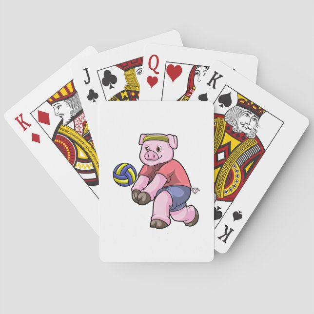 Jeu De Cartes Cochon de sport avec volleyball (dos)
