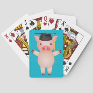 Jeu De Cartes Cochon mignon dans le capuchon de graduation