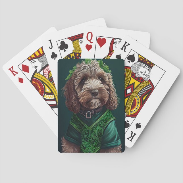 Jeu De Cartes Cockapoo Dog en robe de fête St. Patrick (dos)