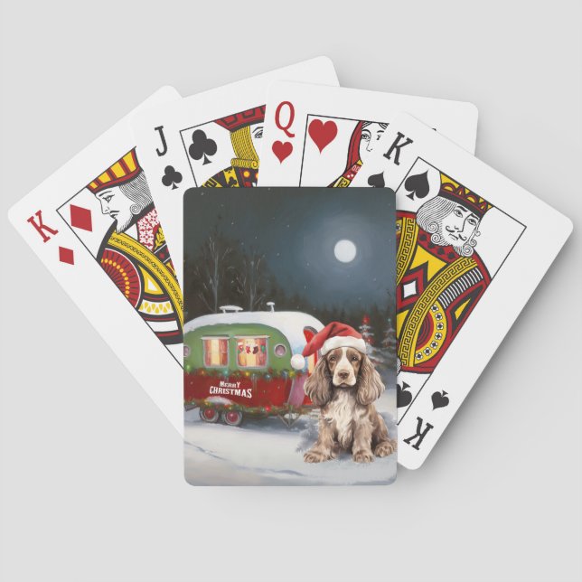 Jeu De Cartes Cocker d'hiver Spaniel Caravan Christmas Adventure (dos)