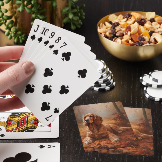 Jeu De Cartes Cocker Spaniel en automne feuilles chute inspire (In Situ)