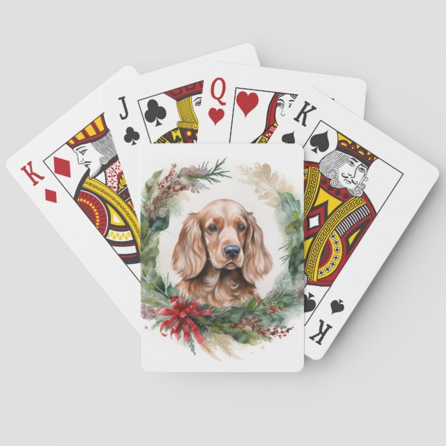Jeu De Cartes Cocker Spaniel Noël Wreath Festive Pup (dos)