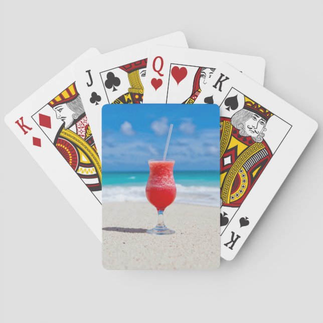 Jeu De Cartes Cocktail rouge près de la mer Photo (dos)