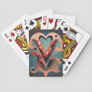 Jeu De Cartes Coeur avec la lettre V
