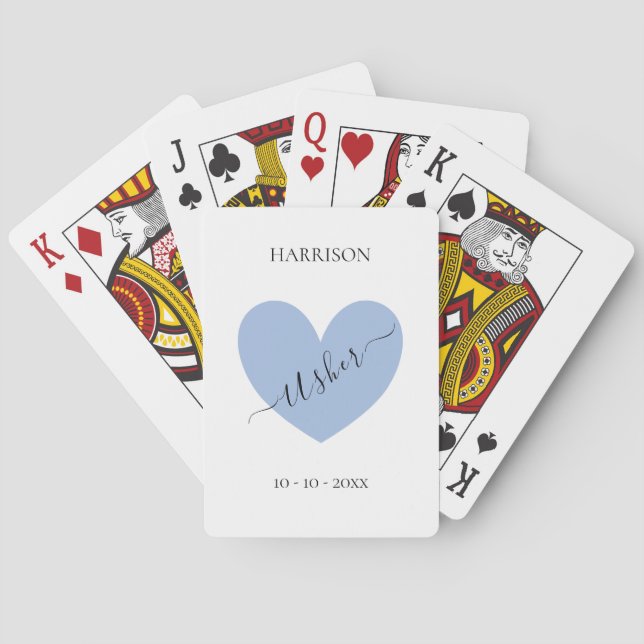 Jeu De Cartes Coeur bleu Usher Personnalisé (dos)