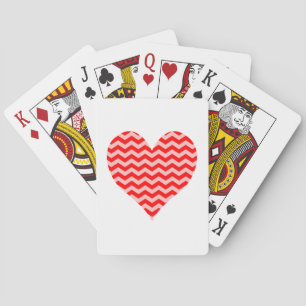 Jeu De Cartes Coeur Chevron rose et rouge