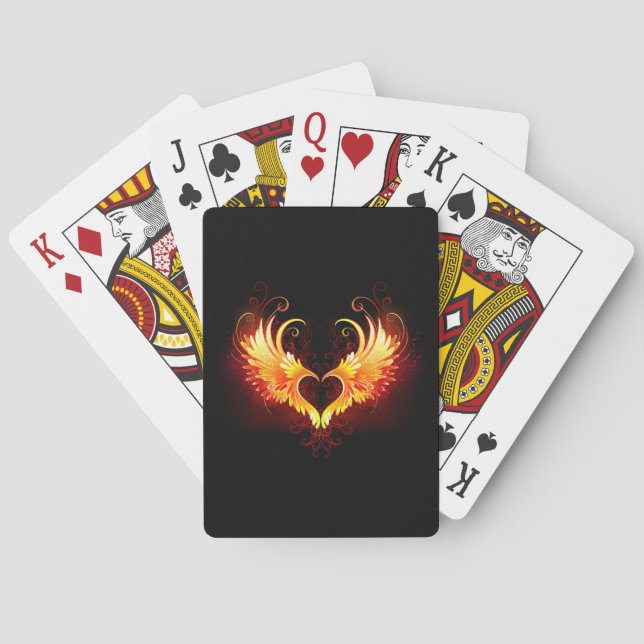 Jeu De Cartes Coeur de feu ange avec ailes (dos)