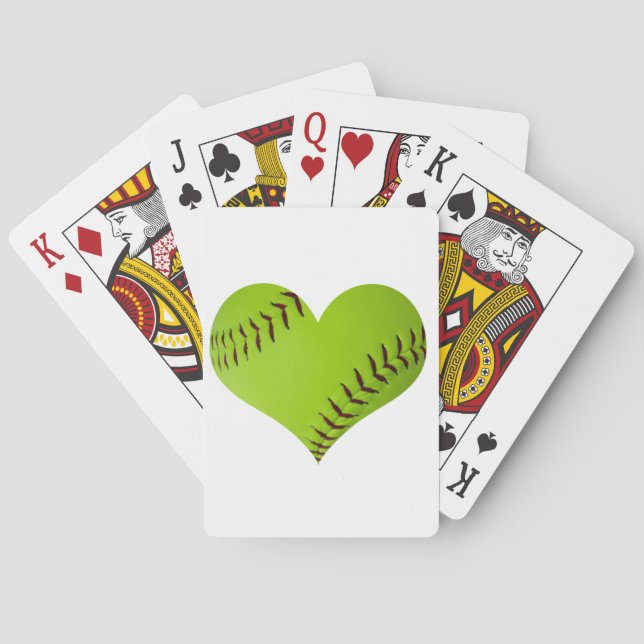 Jeu De Cartes Coeur de softball personnalisé (dos)
