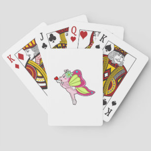 Jeu De Cartes Coeur en fleurs papillon