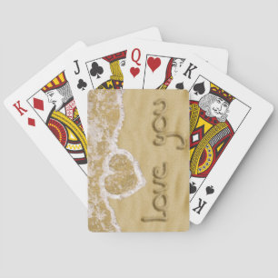 Jeu De Cartes Coeur "Love you" écrit dans Sable
