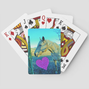 Jeu De Cartes Coeur rose et Cheval jaune
