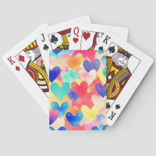 Jeu De Cartes Coeurs d'aquarelle colorés