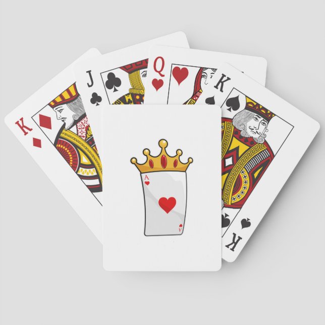 Jeu De Cartes Coeurs d'As avec Reine Couronne (dos)