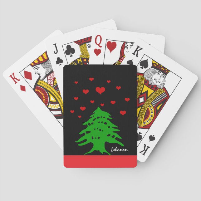 Jeu De Cartes Coeurs du Liban, Drapeau libanais, Aimer les arbre (dos)