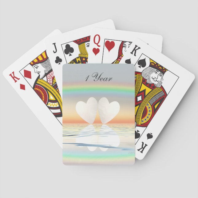 Jeu De Cartes Coeurs papier du 1er anniversaire (dos)