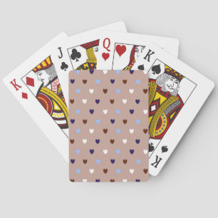 Jeu De Cartes Coeurs Polka sur brun pâle