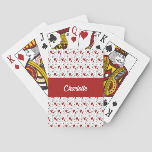 Jeu De Cartes Cœurs Rétro Doodle Rouge Noir Monogramme Nom