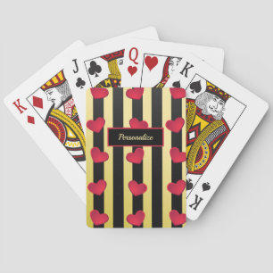 Jeu De Cartes Coeurs romantiques Bandes Noir & Or Personnaliser