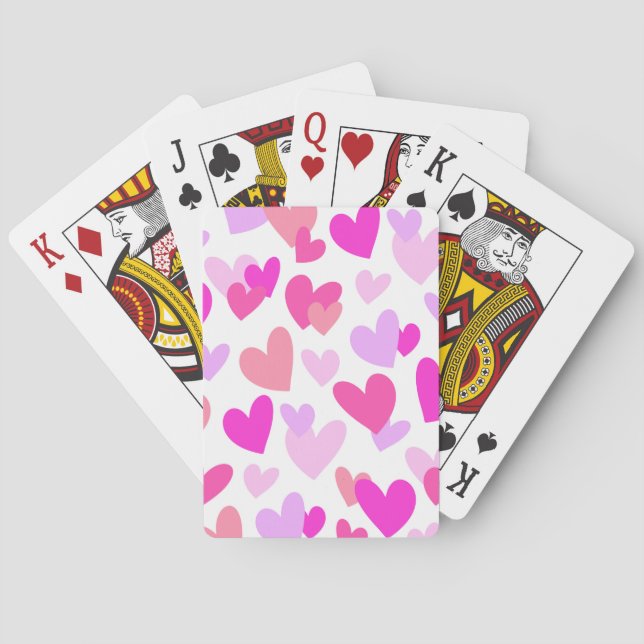Jeu De Cartes Coeurs rose et violet, Motif de la Saint-Valentin (dos)