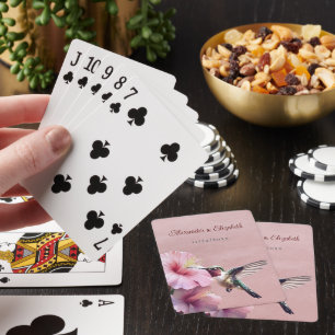 Jeu De Cartes Colibri et Hibiscus   Faveur de mariage rose