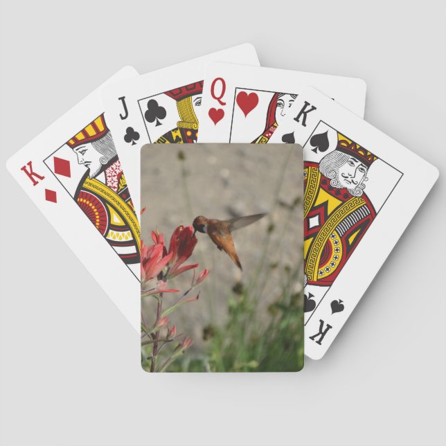 Jeu De Cartes Colibri fleur sauvage rouge (dos)