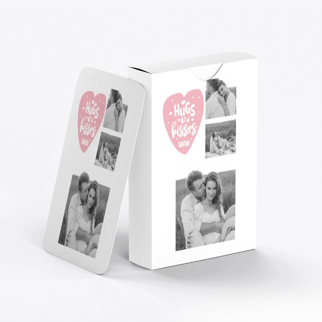 Jeu De Cartes Collage Couple Photo & Hugs And Kisses PInk Heart (Créateur téléchargé)