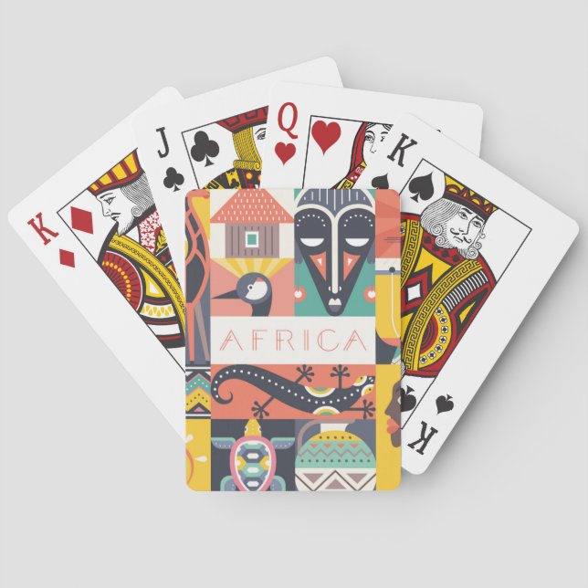 Jeu De Cartes Collage d'art symbolique africain (dos)