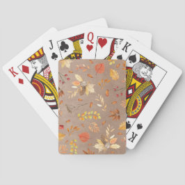 Jeu De Cartes Collage de feuilles d'automne sur fond marron