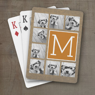 Jeu De Cartes Collage de photos Monogramme - Kraft rustique et o