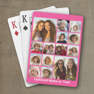Jeu De Cartes Collage de photos rose vif - Grille moderne de 14