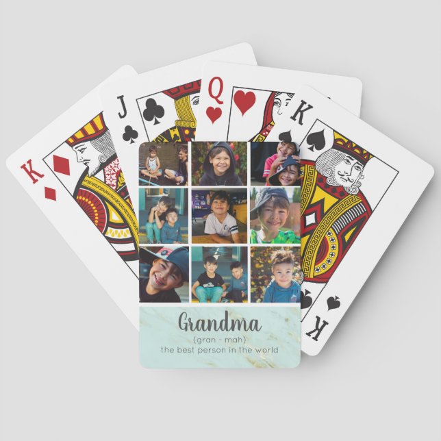 Jeu De Cartes Collage photo de grand-mère | Monnaie et Marbre d' (dos)