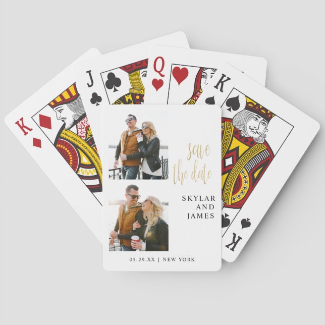 Jeu De Cartes Collage photo minimal moderne Blanc Enregistrer la (dos)