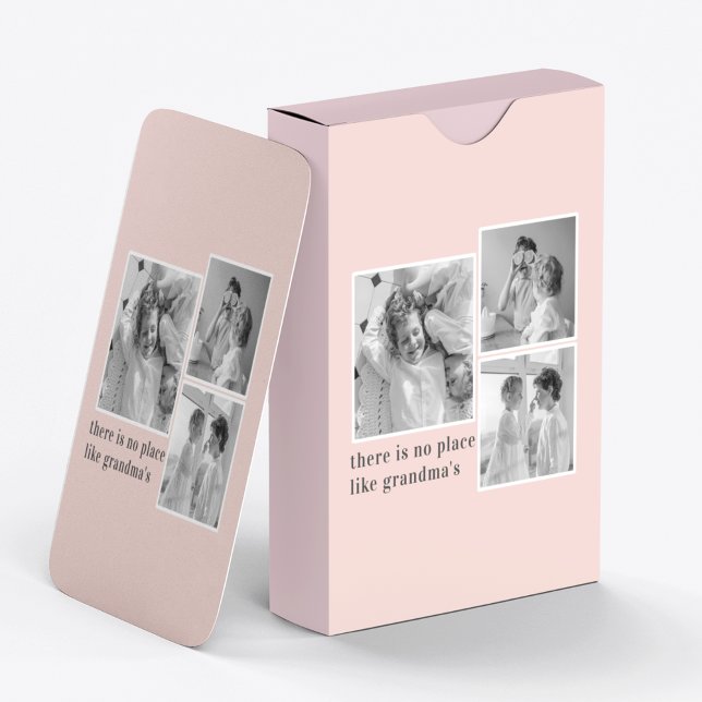 Jeu De Cartes Collage Photo Pastel Pink Meilleur grand-mère Pois (Créateur téléchargé)