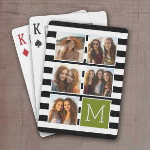 Jeu De Cartes Collage photo personnalisé avec monogramme et rayu