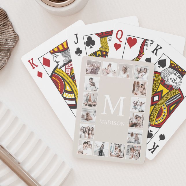 Jeu De Cartes Collage photo personnalisé Beige personnalisé (Créateur téléchargé)